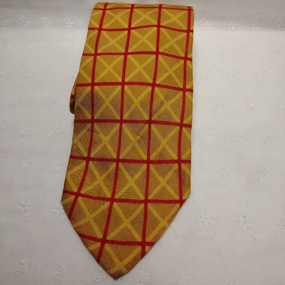 John Weitz || Golden Tie with Red & Yellow Lines